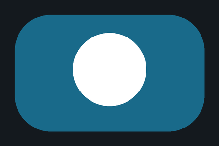 The same badge on dark: the blue looks darker, while the center stays white.